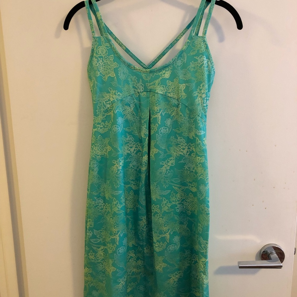 Patagonia Green Floral Cross Back Dress, XS